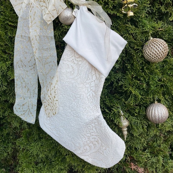 Handmade Luxurious Lace Satin Fold Over Cuff Christmas Stocking - Picture 1 of 4